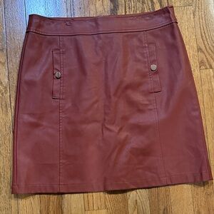 Elegant brown faux Leather Skirt